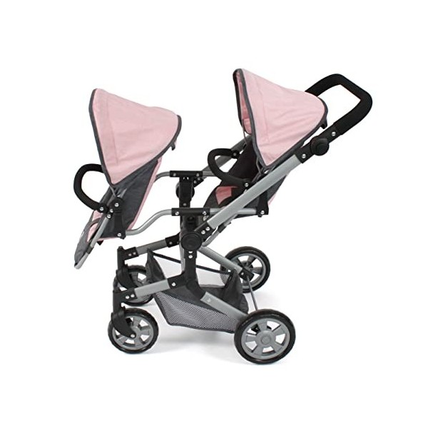 Bayer Chic 2000 - Poussette pour poupée Linus Duo - pour Enfants de 4 à 8 Ans - Mélange Gris foncé, Rose, 690-81, Taille Uniq