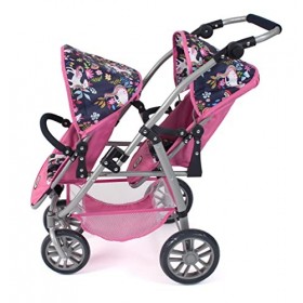 Bayer Chic 2000 Poussette de poupée Vario, Poussette jumelle pour Deux poupées, Poussette Tandem pour Enfants de 4 à 8 Ans, L
