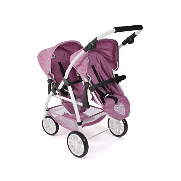 Tandembuggy Vario Poussette Double pour 2 poupées, Poussette pour Enfants de 4 à 8 Ans