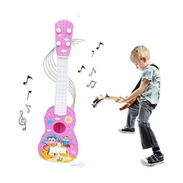Baby Rock Guitar 4 Strings Play Guitar Enfants Instruments de Musique Jouet éducatif Guitare Cadeau pour Enfants Filles Guita