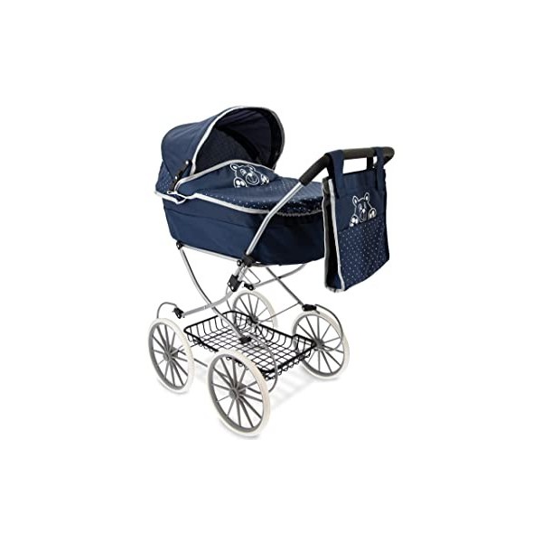 Teorema Giocattoli 74256 - Landau pour poupées avec cadre en métal, hauteur 90 cm, avec sac de rangement, capuche réglable, b