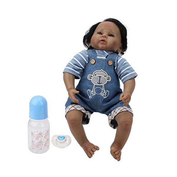 50 cm Reborn bébé peau foncée réaliste bébés garçon poupée doux adorable enfant jouet cadeaux, pour la maison