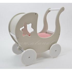 ALANEL Landau pour poupée Pram Scoter Carrozzina Della Bambola Dolls pram bois blanc 