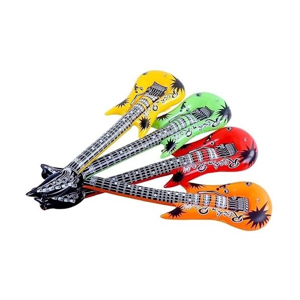 JOFONY Lot de 6 guitares gonflables multicolores - Pour fête danniversaire, musique, piscine, fête