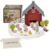 moji workshop Jouets de ferme en bois – Ensemble de ferme en bois de qualité pour enfants avec animaux en bois, jouets de fer