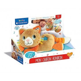 Clementoni - Chat Mon Chaton Ronron - Peluche vibrante et Musicale - Blanche Douce, Compagnon Câlin Enfants - Made in Italie 