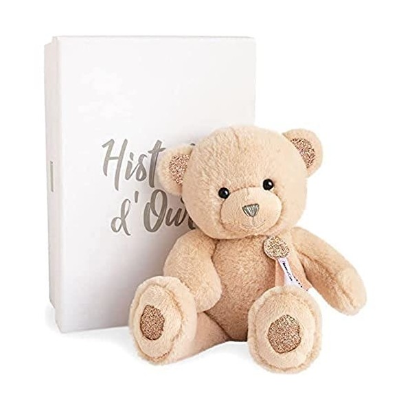 Histoire dOurs - Peluche Ours - Blanc & Pailleté Argenté - 24 cm - Collection Charms - Peluche Toute Douce & Toute Ronde - A