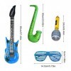 TSHAOUN 12 Pièces Guitare Gonflable Instrument Gonflable Accessoires de Fête,2 Microphones 2 Verres 4 Saxophone 4 Guitares,Je