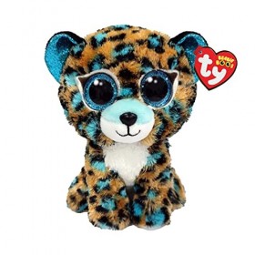 Ty- Animaux Beanie Boos-Peluche Cobalt Le Leopard 15 cm-TY36691, TY36691, Beige, Bleu, Blanc, Small