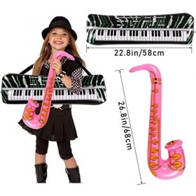 Lot de 22 jouets gonflables Rock Star Toy pour fête props-1 piano de clavier, 6 guitares gonflables, 6 microphones, 6 verres 
