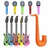 11 Accessoires Musique Gonflables, 5 Guitares Gonflables, 5 Micros Gonflables, 1 Saxophone Gonflable Enfants Ornement Karaoké