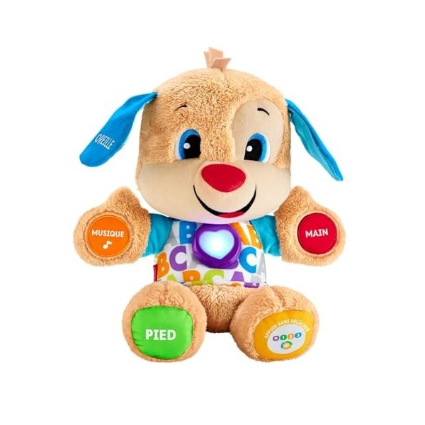 Fisher-Price Puppy Eveil Progressif, Peluche Musicale et Interactive, Plus de 75 Chansons et 3 Niveaux Dapprentissage, Jouet