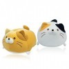 Locisne 2 Doux Adorable Chaton Oreiller en Peluche, Blanc&orangé Joufflu en Peluche Cadeaux de Jouets Poupée, Décoration Créa