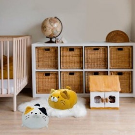 Locisne 2 Doux Adorable Chaton Oreiller en Peluche, Blanc&orangé Joufflu en Peluche Cadeaux de Jouets Poupée, Décoration Créa