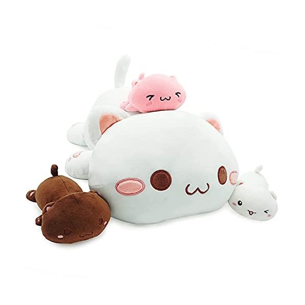 shownicer Oreiller en Peluche Chats, Animaux en Peluche, Kawaii Chaton Peluche Géante, Jouet Doux Animal Poupée, Coussin Câli