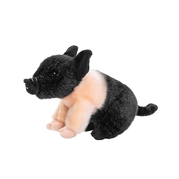 Uni-Toys - Pêcheur Cochon de Selle, porcelet Rose/Noir – 20 cm Longueur – Cochon de Ferme – Peluche
