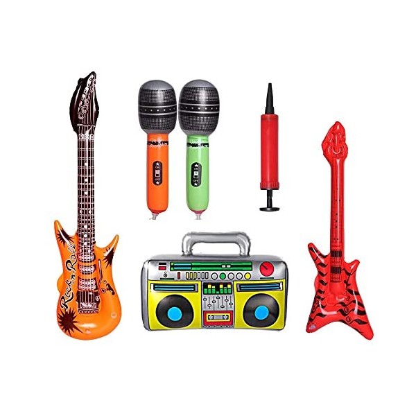 Ensemble dinstruments de musique gonflables avec pompe à ballons, jeu de jouets gonflables Rock Star Instruments de musique 