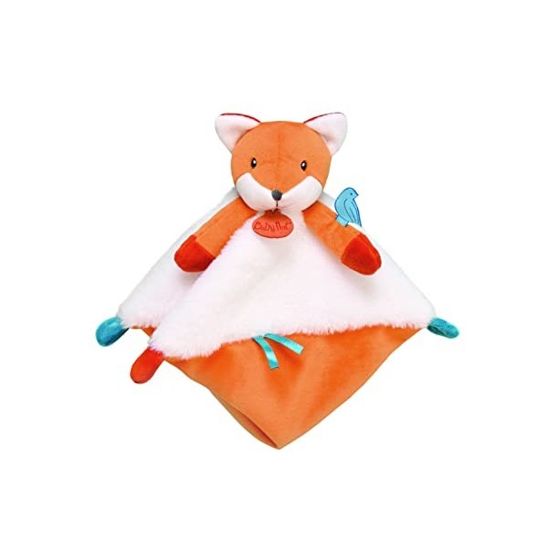 BABY NAT - Doudou Plat Renard avec Nouettes - Doudou Roméo - Matières Douces - Orange - Facile à Attraper et Manipuler par B