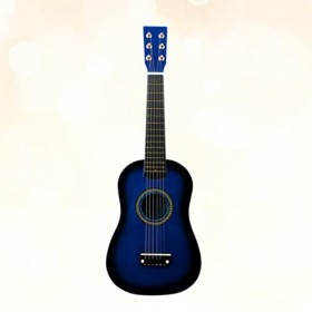 TOYANDONA Ukulélé pour enfants - 58,4 cm - 6 cordes en acier - Jouet musical classique - Bleu - Ukulélé soprano