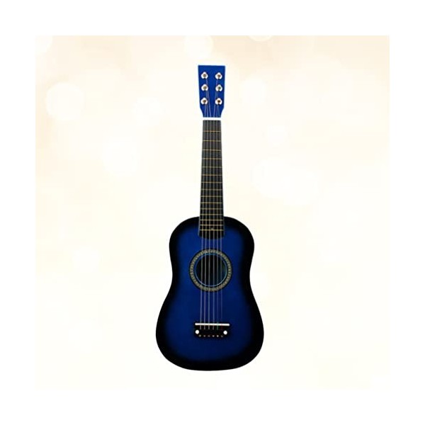 TOYANDONA Ukulélé pour enfants - 58,4 cm - 6 cordes en acier - Jouet musical classique - Bleu - Ukulélé soprano