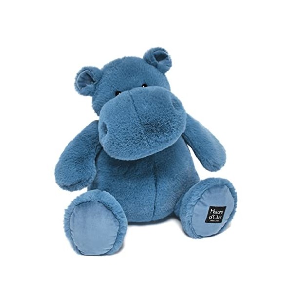 Histoire dOurs - Peluche Hippopotame - HipPop - Bleu - 40 Cm - Grande Peluche Douce et Mignonne pour les Calins - Idée Cade