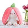 Hearthxy Lapin en Peluche Mignon, Peluche Pâques, Peluche Qui Se Transforme en Fraise, Oreiller en Peluche Décoration Salle J