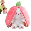 Xiaoxin Cache-Cache Lapins dans Une Pochette en Carotte, Oreiller en Peluche Carotte Fraise Lapin, Pâques en Peluche, Peluche