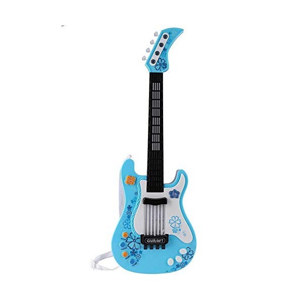 VGEBY1 Jouet Guitare, Jouet Multi-Fonctionnel pour Guitare Basse avec Lumière pour Bébé Bleu 