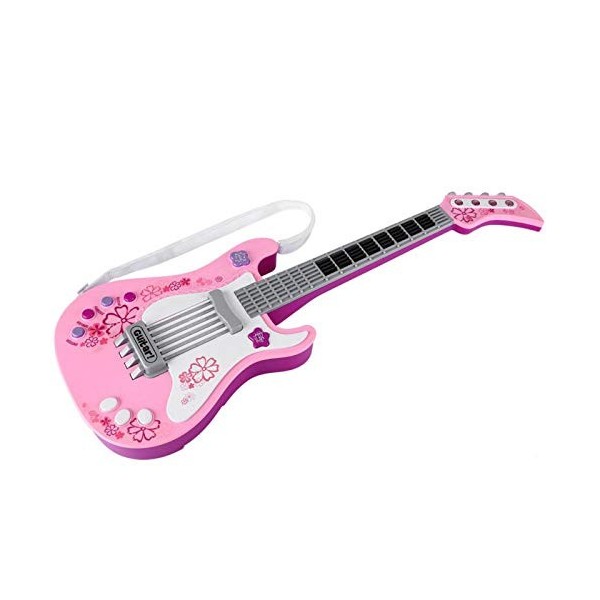 Demeras Enfants Basse Jouet Multifonctionnel Guitare Jouet Enfants Léger Instrument de Musique Jouet Bleu Vert Rose Rose 
