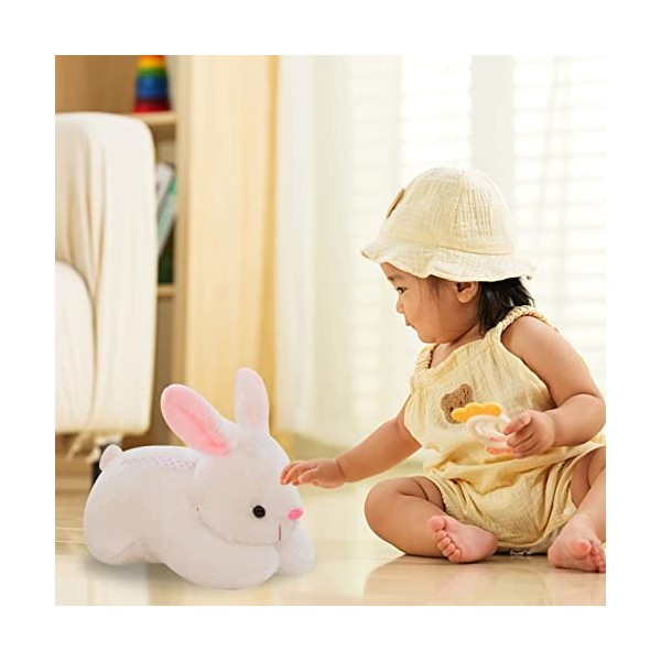 Hxiaen Bunny Toys Peluche éducative interactive lapin en peluche de Pâques blanc, taille unique 