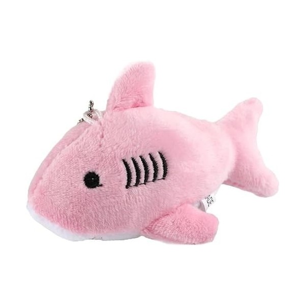 Petit jouet en peluche requin poupée océan sac à dos porte-clés 12 cm requin pendentif porte-clés porte-clés rose, normal