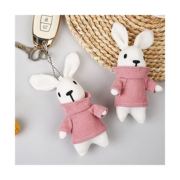 Pendentif en forme de lapin en peluche de 15 cm, en coton PP doux entièrement rempli avec sweat-shirt, mini décoration portab