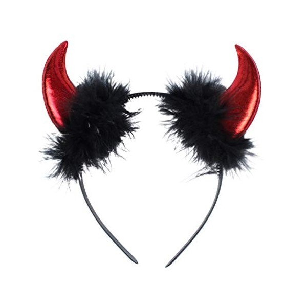 llio Adulte Enfants Halloween Diable Bandeau Cosplay Costume Fantaisie fête Paillettes démon Corne Moelleux en Peluche Cheveu