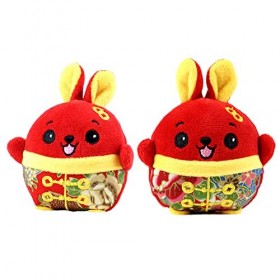 Pendentif en peluche de lapin de 10 cm avec ventouse, motif brodé, poupée en peluche en coton PP, petit ornement léger à susp