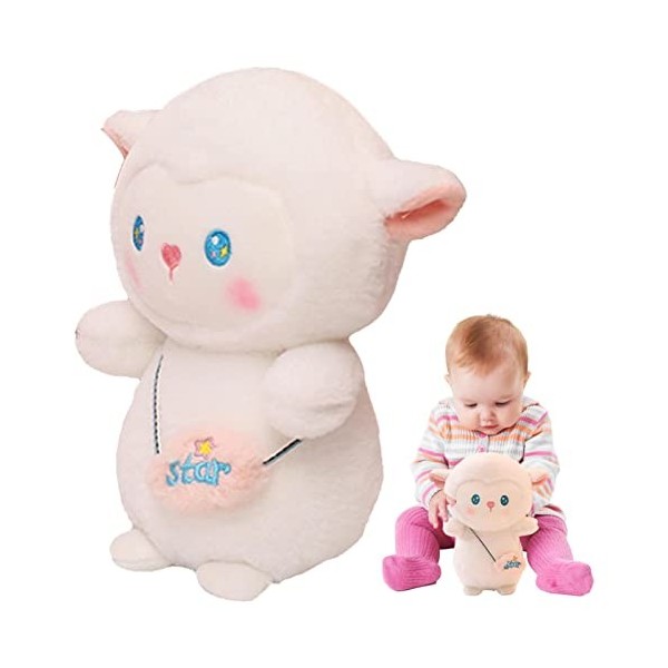 Imtrub Peluche Petit Agneau - Doux Mignon Agneau en Peluche Poupée Moutons Jouer Jouets | poupées en Peluche dagneau Blanc |