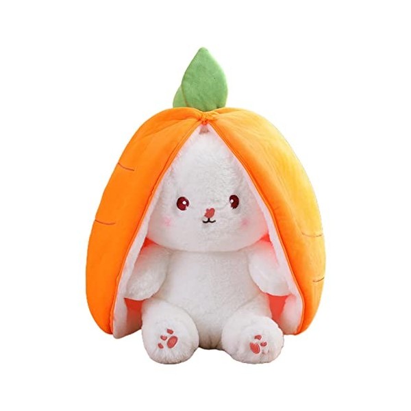 20cm Peluche Pâques, Animaux Lapin en Peluche, Lapins à Cache-Cache dans Une Pochette Carottes/Fraises, Oreiller en Peluche K