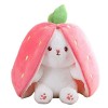 20cm Peluche Pâques, Animaux Lapin en Peluche, Lapins à Cache-Cache dans Une Pochette Carottes/Fraises, Oreiller en Peluche K