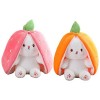 Tebinzi Lapin Mignon en Pâques, Mignon Lapin créatif en Peluche Carotte Fraise Animal avec Fermeture éclair, Lapin Pâques en 