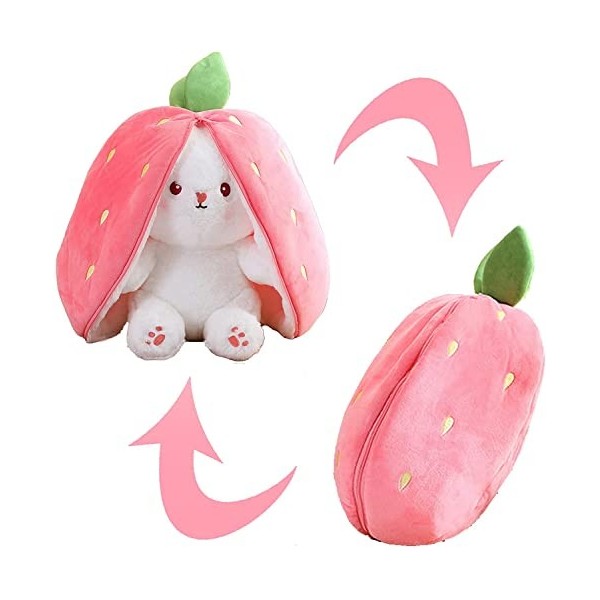 Tebinzi Lapin Mignon en Pâques, Mignon Lapin créatif en Peluche Carotte Fraise Animal avec Fermeture éclair, Lapin Pâques en 