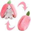 Tebinzi Lapin Mignon en Pâques, Mignon Lapin créatif en Peluche Carotte Fraise Animal avec Fermeture éclair, Lapin Pâques en 