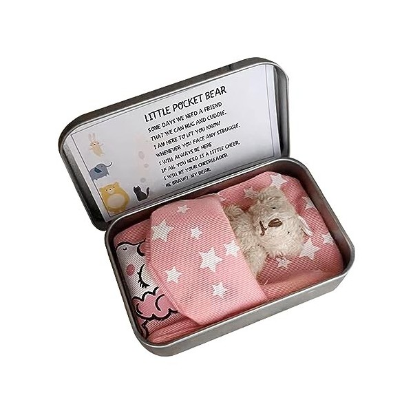 Yusheng Petit Ours en boîte | Pocket Bear Plush Mini Peluche dans Une Jolie boîte en métal - Ours de Poche en Peluche, Petit 