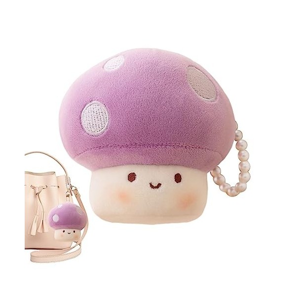 Horypt Champignon Animal en Peluche - Cute Doll Kawaii Plushie Mini Champignon avec Perles,Mini Peluche Champignon avec Rembo