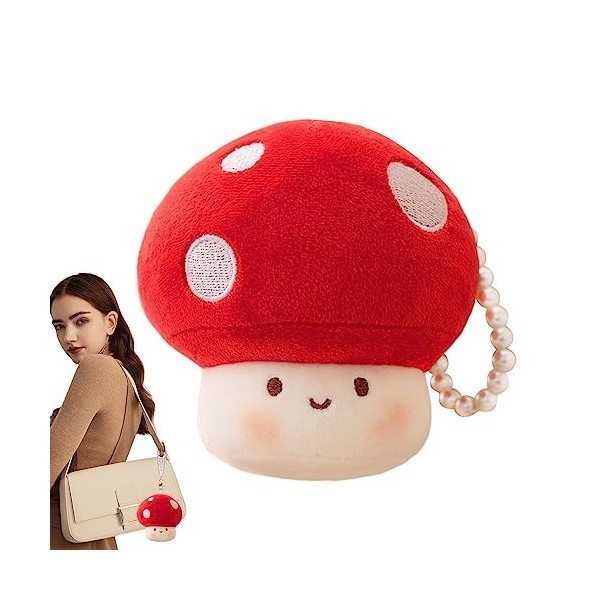 Horypt Champignon Animal en Peluche - Cute Doll Kawaii Plushie Mini Champignon avec Perles,Mini Peluche Champignon avec Rembo