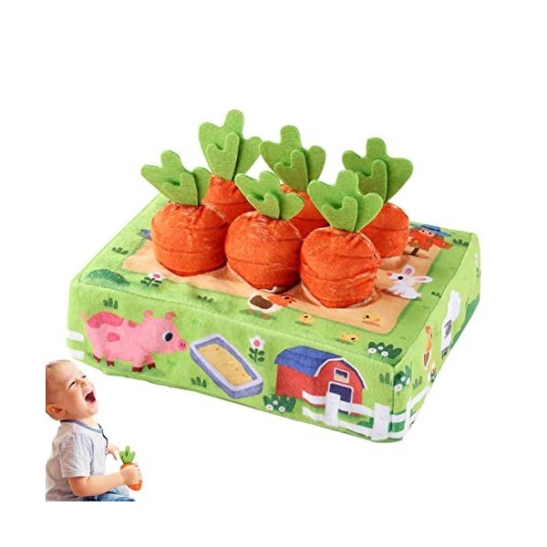 Jouet bébé carotte | Jouets de cueillette de carottes Montessori en peluche - Jeu de puzzle de tri et de comptage de taille M