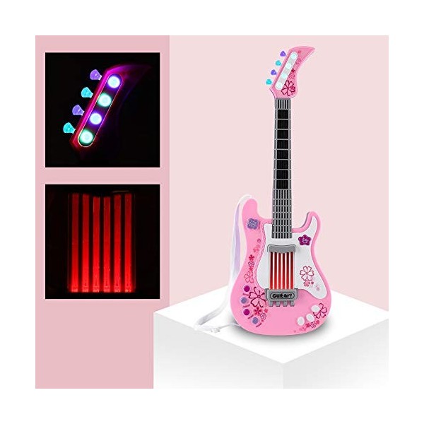 Jouet de guitare, Jouet de guitare électrique léger, Instrument de musique Cadeau musical pour enfants pour enfants Pink 