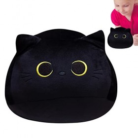 shangjia Animal en Peluche Chat Noir, Gros Chat Noir en Peluche, Jouet en Chat Noir avec Queue recourbée et Yeux réalistes, C
