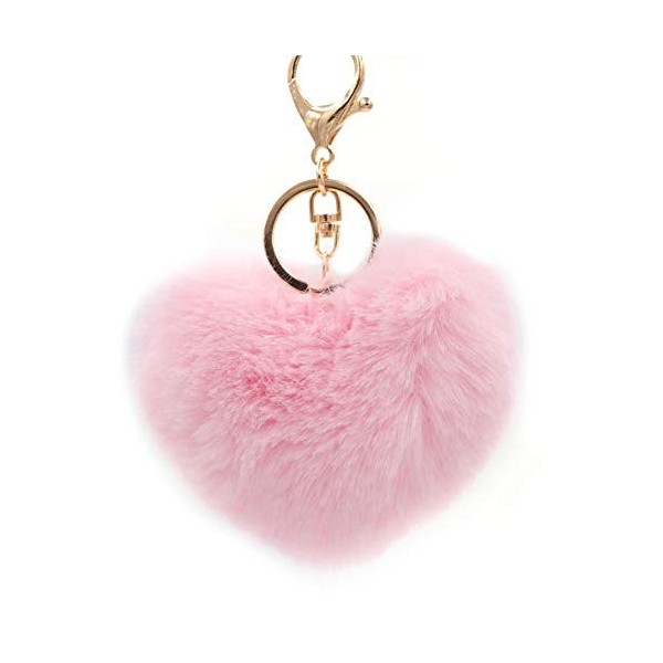 Fablcrew Porte-Clés en Peluche en Forme de Coeur pour Voiture Téléphone Pochette Accessoires de Fête Décoration Maison Penden