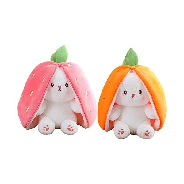 Jouets Lapin Muppet, Peluche Lapin Fraise, Lapin Fraise, Pâques Fraise, Lapin en Carotte Mignon Lapin poupée Sac à Main Sac à