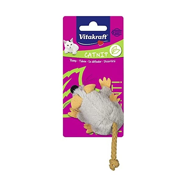 Vitakraft - Peluche pour Chat avec herbe à chat et cordage - Souris ou Castor