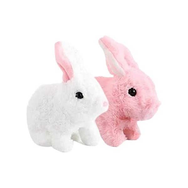 PW TOOLS Le Jouet Interactif Peut Marcher et Parler Lapin Électrique, Lapin en Peluche en Peluche avec Sons, Cadeau Lapin en 